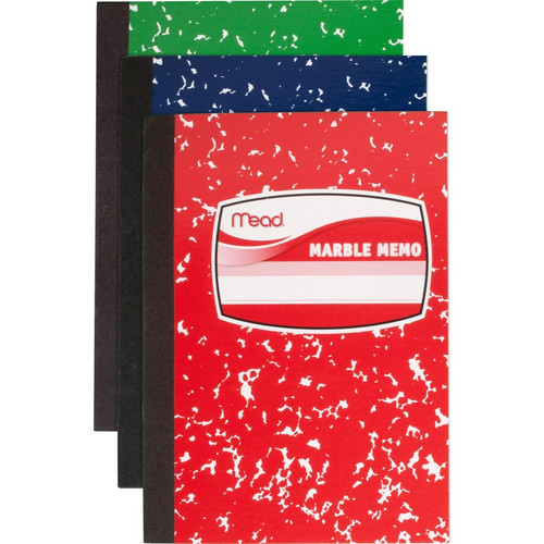 Mead Square Deal Colored Memo Book - 80 Sheets - Tape Bound - 3 1/2" x 4 1/2" - Assorted Marble - 1 (MEA45417)