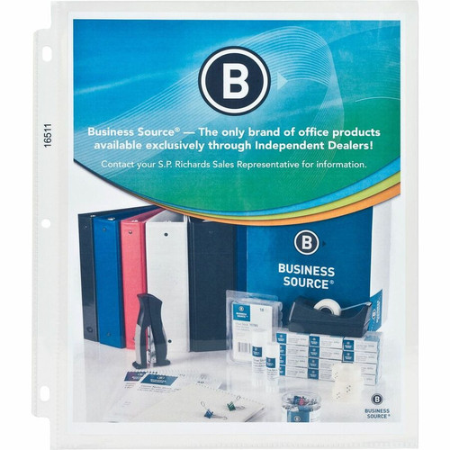 Business Source Sheet Protectors - 5 mil Thickness - For Letter 8 1/2" x 11" Sheet - 3 x Holes - - (BSN16511)
