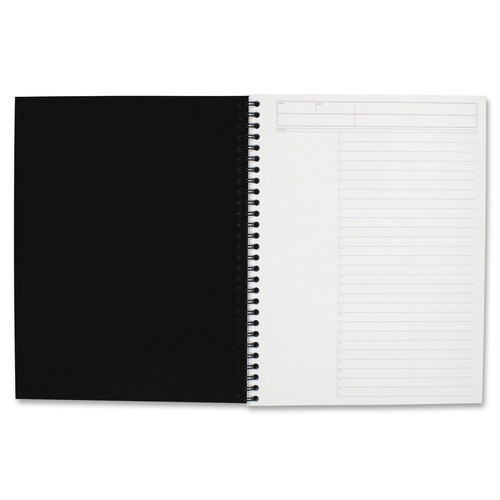 Mead Action Planner Business Notebook - Twin Wirebound - 9.50" x 7.5" x 0.6" - Black Cover - Pen - (MEA06122)
