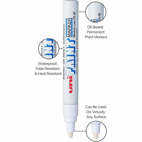uni uni-Paint PX-20 Oil-Based Marker - Medium Marker Point - White Oil Based Ink - White - 1 (UBC63613DZ)