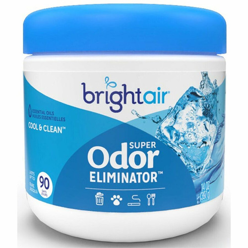 Bright Air Super Odor Eliminator Air Freshener - Gel - 450 ft³ - 14 fl oz (0.4 quart) - Cool, Clean (BRI900090CT)