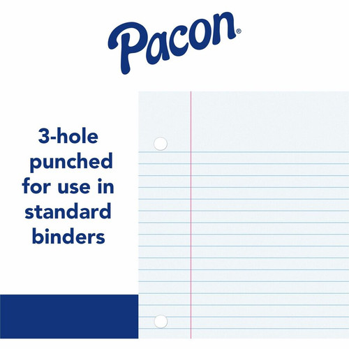 Pacon Wide Ruled Filler Paper - 200 Sheets - Wide Ruled - 0.38" Ruled - Red Margin - 3 Hole(s) - 8" (PACMMK09202)