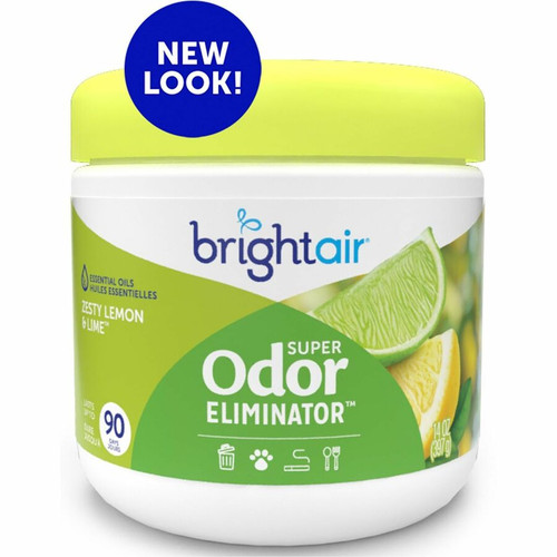 Bright Air Zesty Lemon Super Odor Eliminator - 14 fl oz (0.4 quart) - Lemon, Zesty Lemon - 60 Day - (BRI900248)