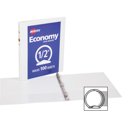Avery Economy View Binder - 1/2" Binder Capacity - Letter - 8 1/2" x 11" Sheet Size - 100 - 3 (AVE05706BD)