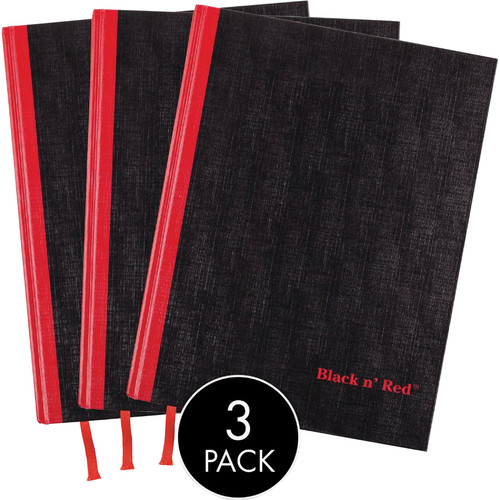 Black n' Red Casebound Hardcover Notebook 3-pack - Case Bound - 12" x 8.5" x 1.7" - Matte Cover - - (JDK400123487)