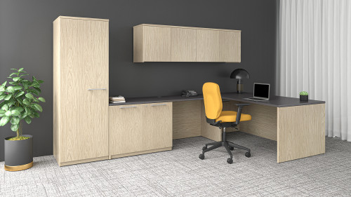 L-Shaped Desk with Drawers and Storage, MOSQSPLAN02