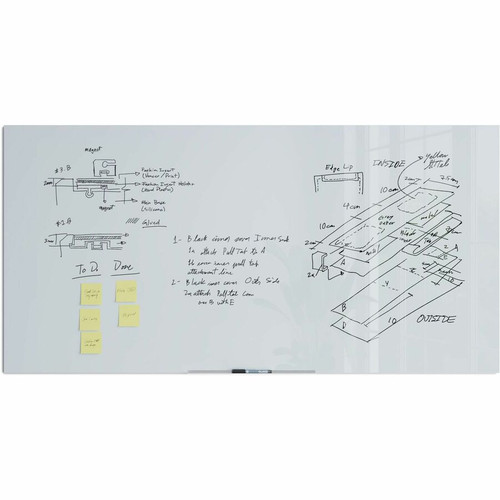 U Brands Floating Glass Dry Erase Board - 35" (2.9 ft) Width x 70" (5.8 ft) Height - Frosted White (UBR2779U0001)