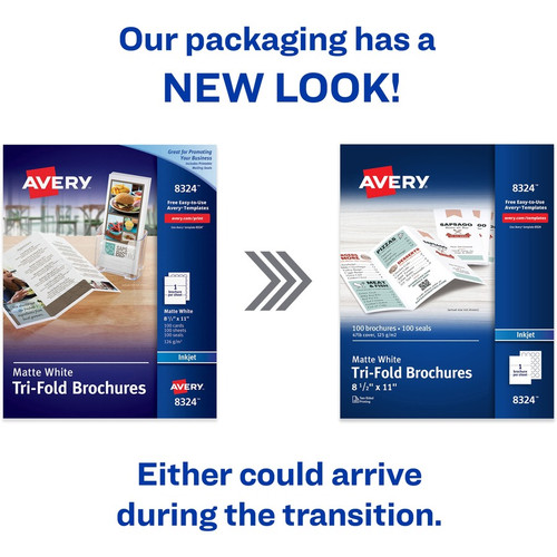 Avery Tri-Fold Brochures - 2-Sided Printing - 108 Brightness - Letter - 8 1/2" x 11" - Matte - (AVE8324)