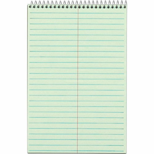 TOPS Steno Book - 80 Sheets - Wire Bound - Gregg Ruled Margin - 6" x 9" - Green Tint Paper - Snag - (TOP8021)