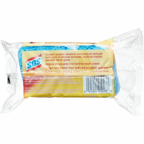 S.O.S All Surface Scrubber Sponge - 5.3" Height x 3" Width x 0.9" Depth - 3/Pack - Cellulose - Blue (CLO91028)
