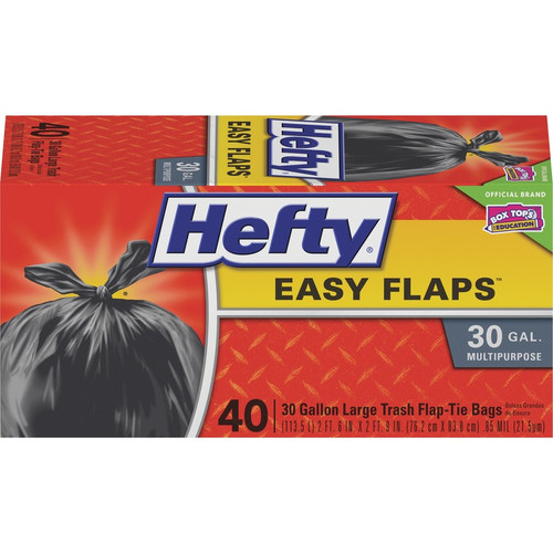 Hefty Easy Flaps 30-gallon Large Trash Bags - Large Size - 30 gal Capacity - 30" Width x 33" Length (RFPE27744)
