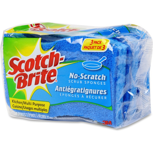 Scotch-Brite No Scratch Scrub Sponges - 2.8" Height x 4.5" Width x 4.5" Length x 590 mil Thickness (MMMMP3CT)
