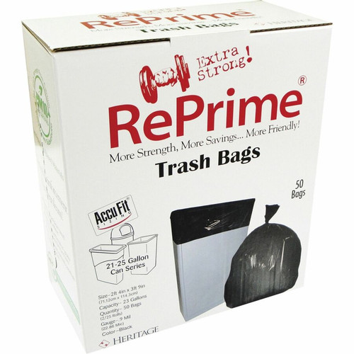 Heritage Accufit RePrime Trash Bags - 23 gal Capacity - 28" Width x 45" Length - 0.90 mil (23 - Low (HERH5645TKRC1CT)