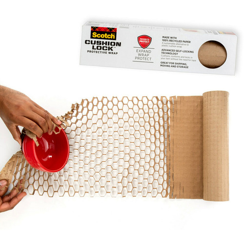 Scotch Cushion Lock Protective Wrap - 30 ft Width x 12.38" Length - Damage Resistant, Easy to Use, (MMMPCW1230)