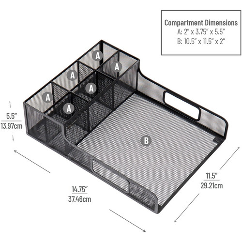 Mind Reader Serving Tray Countertop Organizer - 7 Compartment(s) - 5.5" Height x 11.5" Width14.8" - (EMSPSNAMESH)