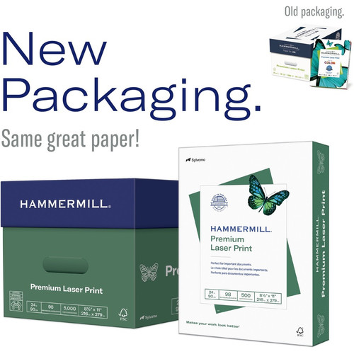 Hammermill Premium 3HP Laser Print Paper - White - 98 Brightness - Letter - 8 1/2" x 11" - 24 lb - (HAM107681)