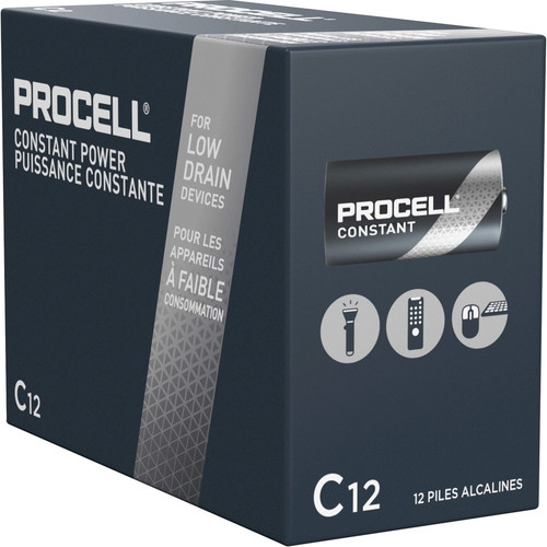 Duracell Procell Alkaline C Battery Boxes of 12 - For Multipurpose - C - 7000 mAh - 1.5 V DC - 72 / (DURPC1400CT)