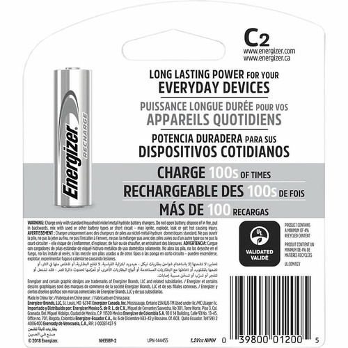 Energizer Recharge Universal Rechargeable C Battery 2-Packs - For Multipurpose - Battery - C - 48 / (EVENH35BP2CT)
