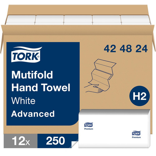 TORK Multifold Paper Towels - Tork Multifold Hand Towel, White, H2, Advanced, strong and absorbent, (TRK424824)