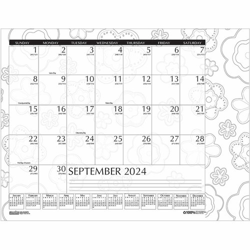 House of Doolittle Academic Doodle Monthly Desk Pad Calendar - Academic - Julian Dates - Monthly - (HOD1875)