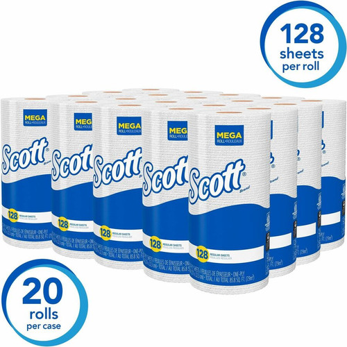 Scott Kitchen Paper Towels with Fast-Drying Absorbency Pockets - 1 Ply - 11" x 8.78" - 128 - 4.90" (KCC41482CT)