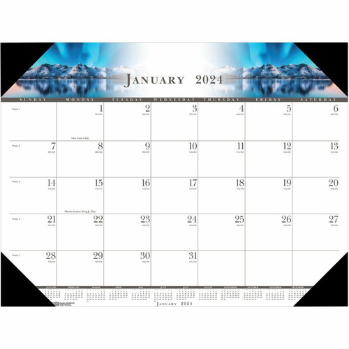 House of Doolittle Recycled Illustrated Desk Pad Calendar - Julian Dates - Monthly - January 2024 - (HOD140HD)