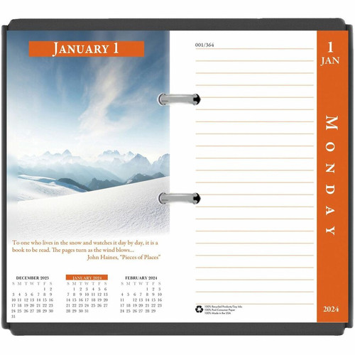 House of Doolittle Earthscapes 17-Base Desk Calendar Refill - Julian Dates - Daily - January 2024 - (HOD417)