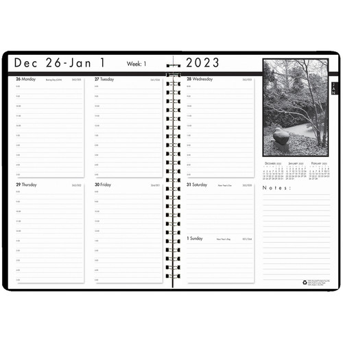 House of Doolittle Black on White Weekly Planner - Julian Dates - Weekly - 12 Month - January 2024 (HOD217102)
