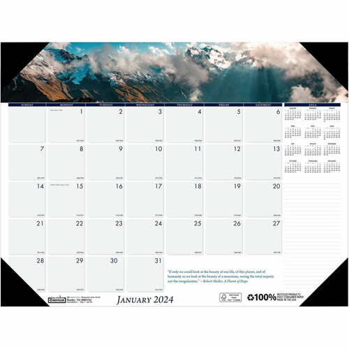 House of Doolittle EarthScapes Mountains Desk Pad - Julian Dates - Monthly - 12 Month - January - - (HOD176)