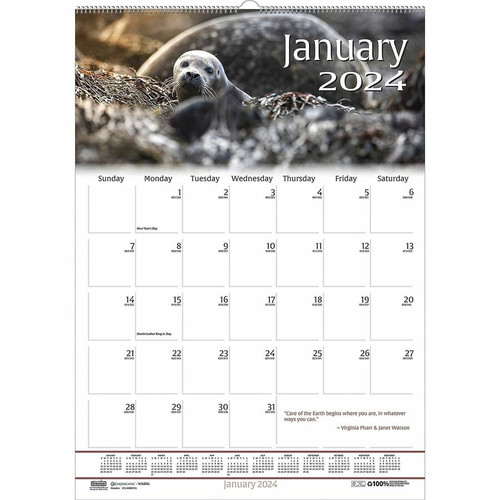 House of Doolittle Earthscapes Wildlife Monthly Wall Calendar - Julian Dates - Monthly - 12 Month - (HOD3732)