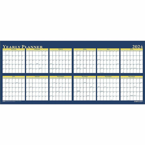 House of Doolittle Laminated Yearly Wall Planner - Julian Dates - Yearly - 12 Month - January 2024 (HOD3974)