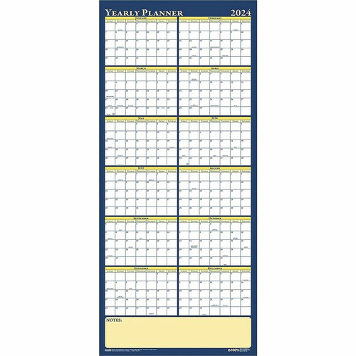 House of Doolittle Laminated Yearly Wall Planner - Julian Dates - Yearly - 12 Month - January 2024 (HOD3974)