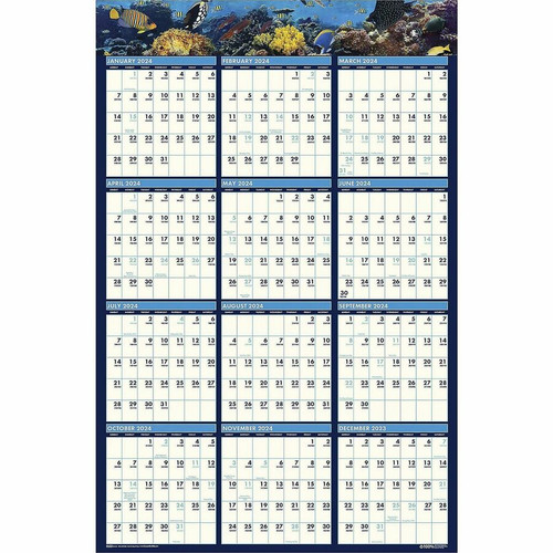 House of Doolittle Earthscapes Sea Life Laminated Planner - Julian Dates - 12 Month - January 2024 (HOD3969)
