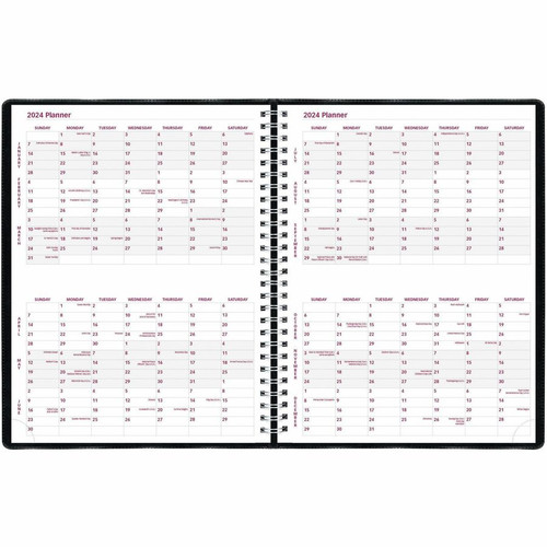 Brownline Soft Cover Twin-wire Weekly Planner - Julian Dates - Weekly - 1 Year - January 2024 - - - (REDCB950BLK)