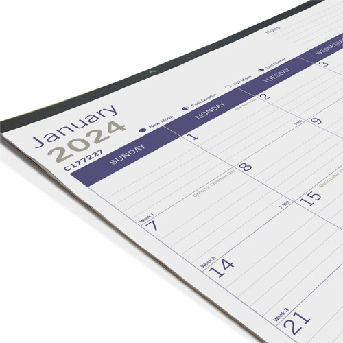 Blueline DuraGlobe Monthly Desk Pad Calendar - Julian Dates - Monthly - 12 Month - January 2024 - - (REDC177227)