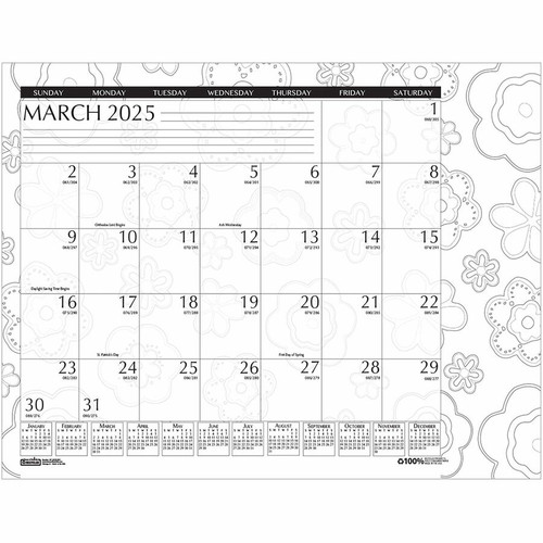 House of Doolittle Doodle Monthly Desk Pad - Julian Dates - Monthly - 12 Month - January 2024 - - 1 (HOD187)