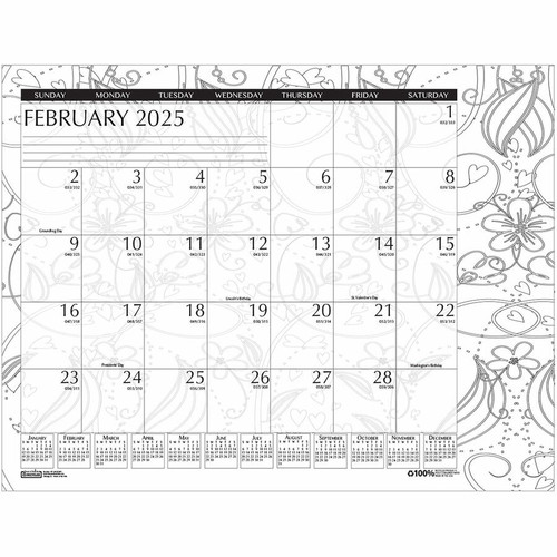 House of Doolittle Doodle Monthly Desk Pad - Julian Dates - Monthly - 12 Month - January 2024 - - 1 (HOD1876)