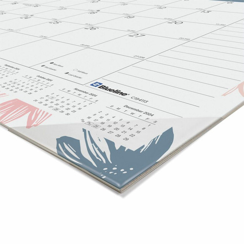 Blueline Passion Floral Desk Pad Calendar - Julian Dates - Monthly - 12 Month - January 2024 - 2024 (REDC194113)