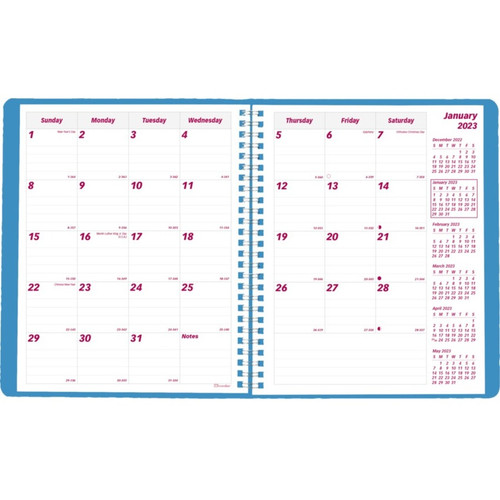 Brownline Monthly Planner - Monthly - 14 Month - December 2023 - January 2025 - Twin Wire - Hues - (REDCB1200G04)