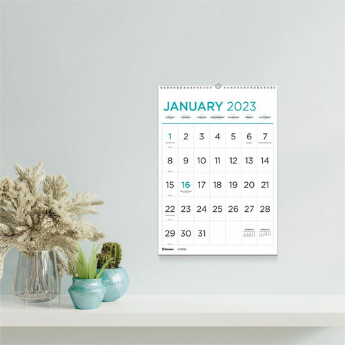 Blueline Large Print Monthly Wall Calendar - Monthly - 12 Month - January 2024 - December 2024 - 1 (REDC173106)