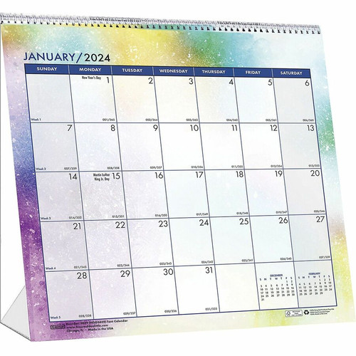 House of Doolittle Cosmos Desktop Tent Calendar - Monthly - 12 Month - January 2024 - December 2024 (HOD3639)