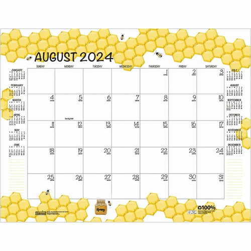 House of Doolittle Honeycomb Monthly Desk Pad Calendar - Julian Dates - Monthly - 12 Month - 2024 - (HOD156)