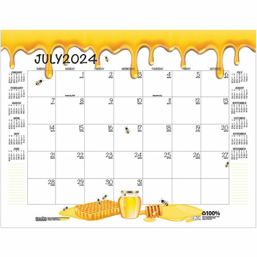 House of Doolittle Honeycomb Monthly Desk Pad Calendar - Julian Dates - Monthly - 12 Month - 2024 - (HOD156)