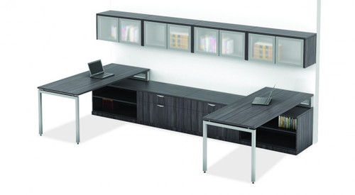 U-Shaped 2 Person Desk with Side Storage