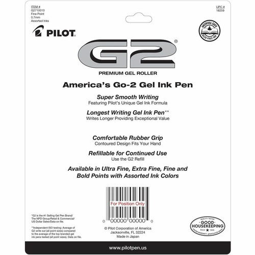 G2 Retractable Gel Ink Rolling Ball Pen - Fine Pen Point - Refillable - Retractable - Assorted Gel (PIL18259)