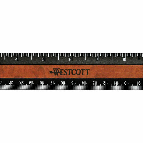 Westcott 12" KleenEarth Faux Burled Wood Ruler - 12" Length 1" Width - 1/6 Graduations - Imperial, (ACM14077)