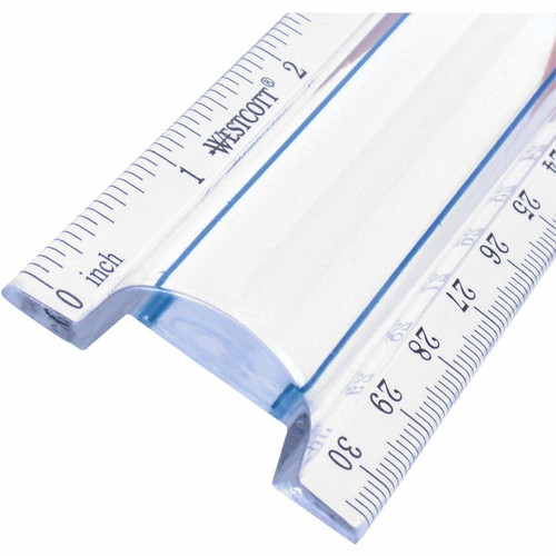 Westcott 12" Clear Magnifying Data Processing Ruler - 12" Length - 1/16 Graduations - Imperial, - - (ACM15571)