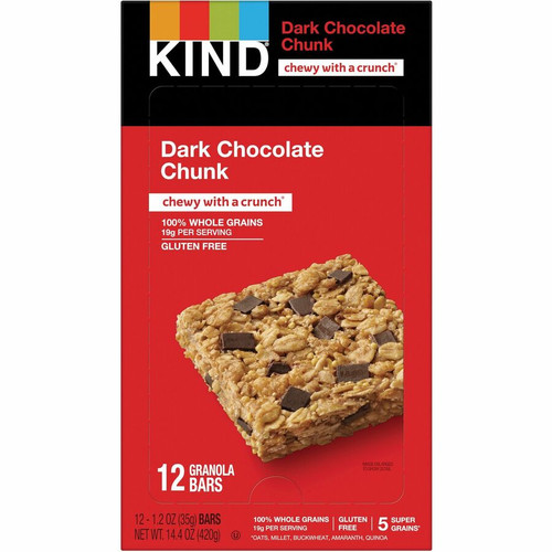 KIND Dark Chocolate Chunk Healthy Grains Bars - Cholesterol-free, Non-GMO, Individually Wrapped, - (KND18082)