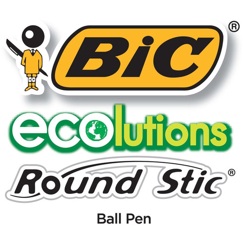 BIC Ecolutions Round Stic Ball Point Pen - Medium Pen Point - 1 mm Pen Point Size - Refillable - - (BICGSME509BK)