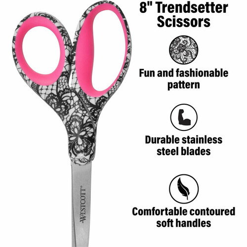 Westcott 8" Fashion Scissors - 8" Overall Length - Left/Right - Stainless Steel - Multi - 1 Each (ACM16660)
